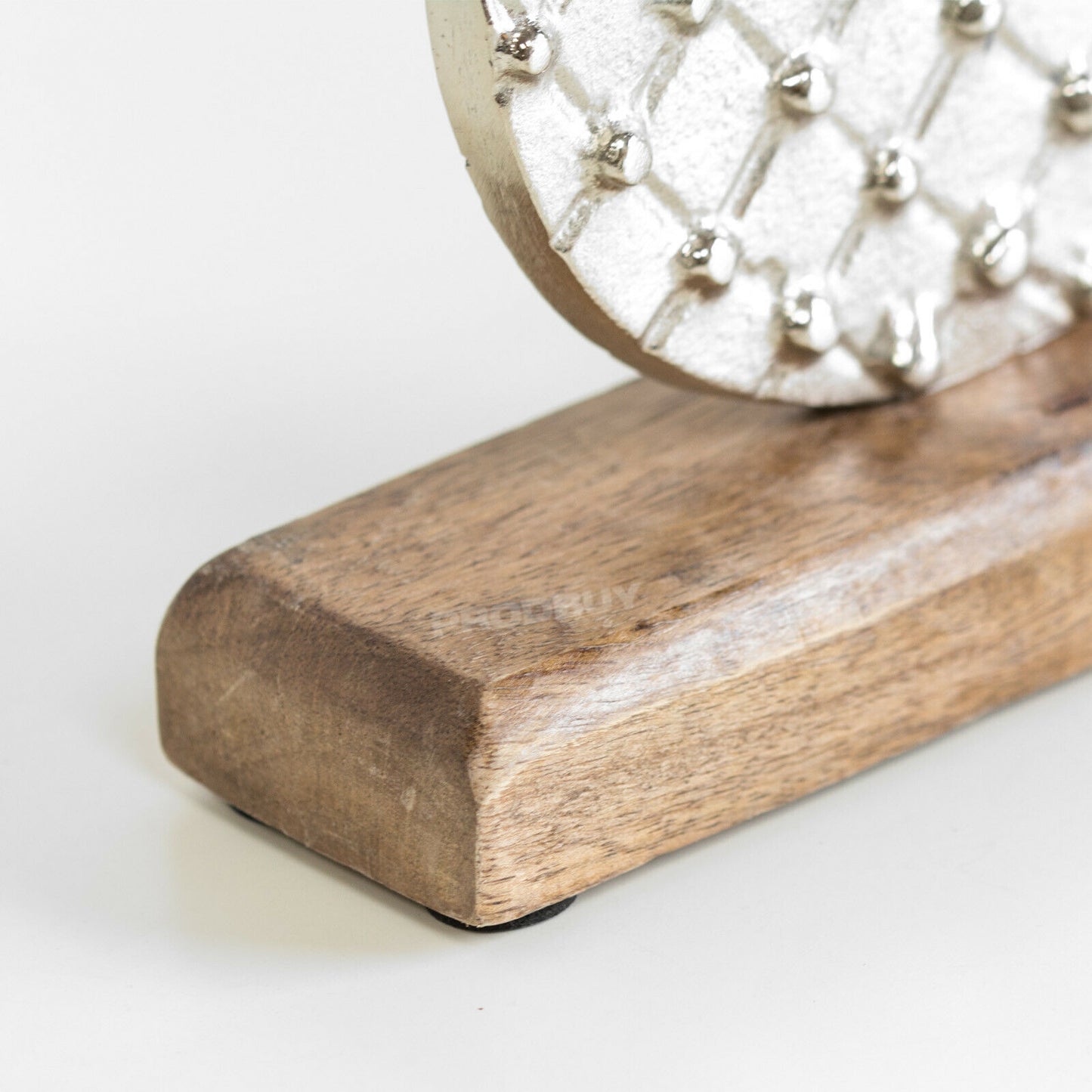 Silver Pineapple on Wooden Stand Decorative Ornament