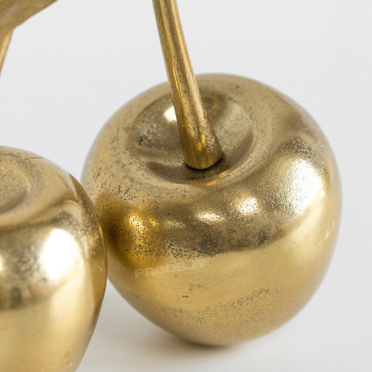 Gold Metal Cherry Sculpture 21.8cm Fruit Modern Ornament