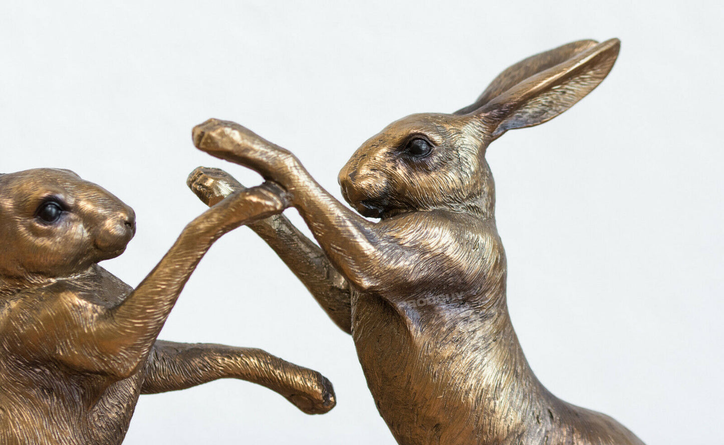 Bronze Resin Boxing Hares Ornament