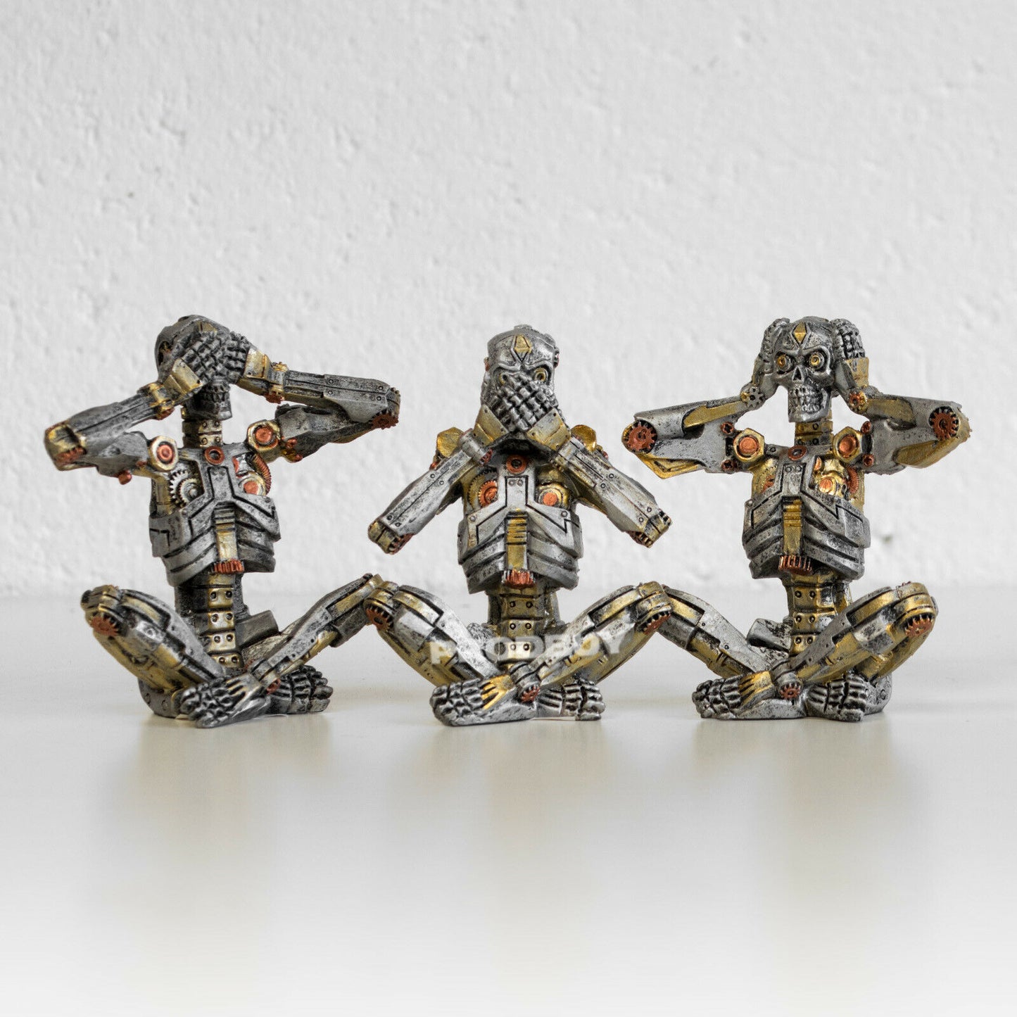3 Wise Steampunk Skeleton Ornaments See Speak Hear No Evil