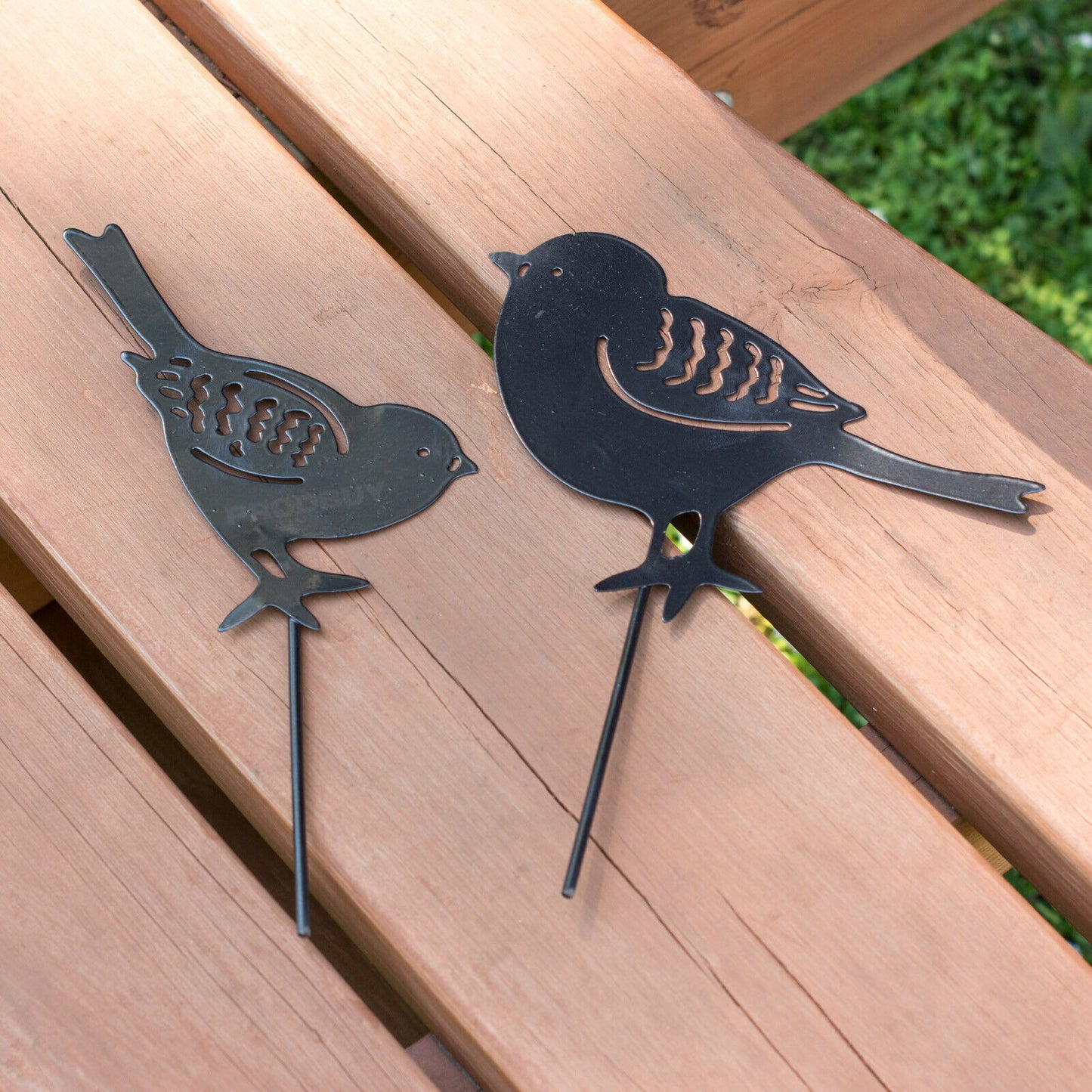 Set of 2 Black Metal Birds Garden Stake Silhouette Ornaments