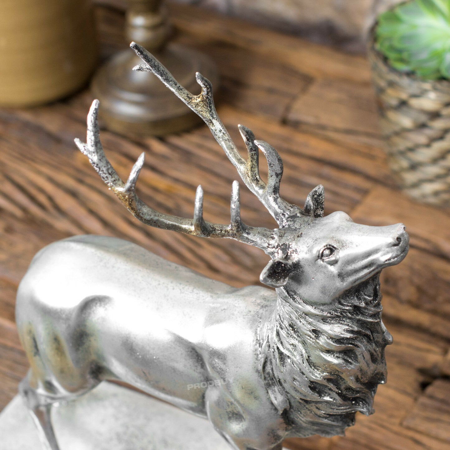Large 39cm Silver Deer Stag Reindeer Ornament