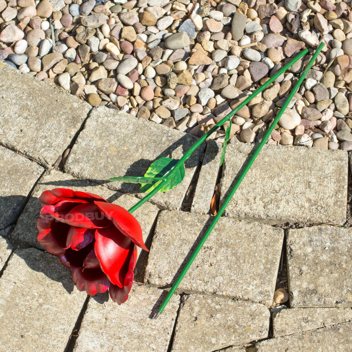 Large 83cm Rose Flower Garden Stake Metal Ornament