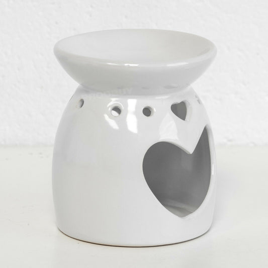 White Heart Tealight Candle Holder Wax Melt Burner