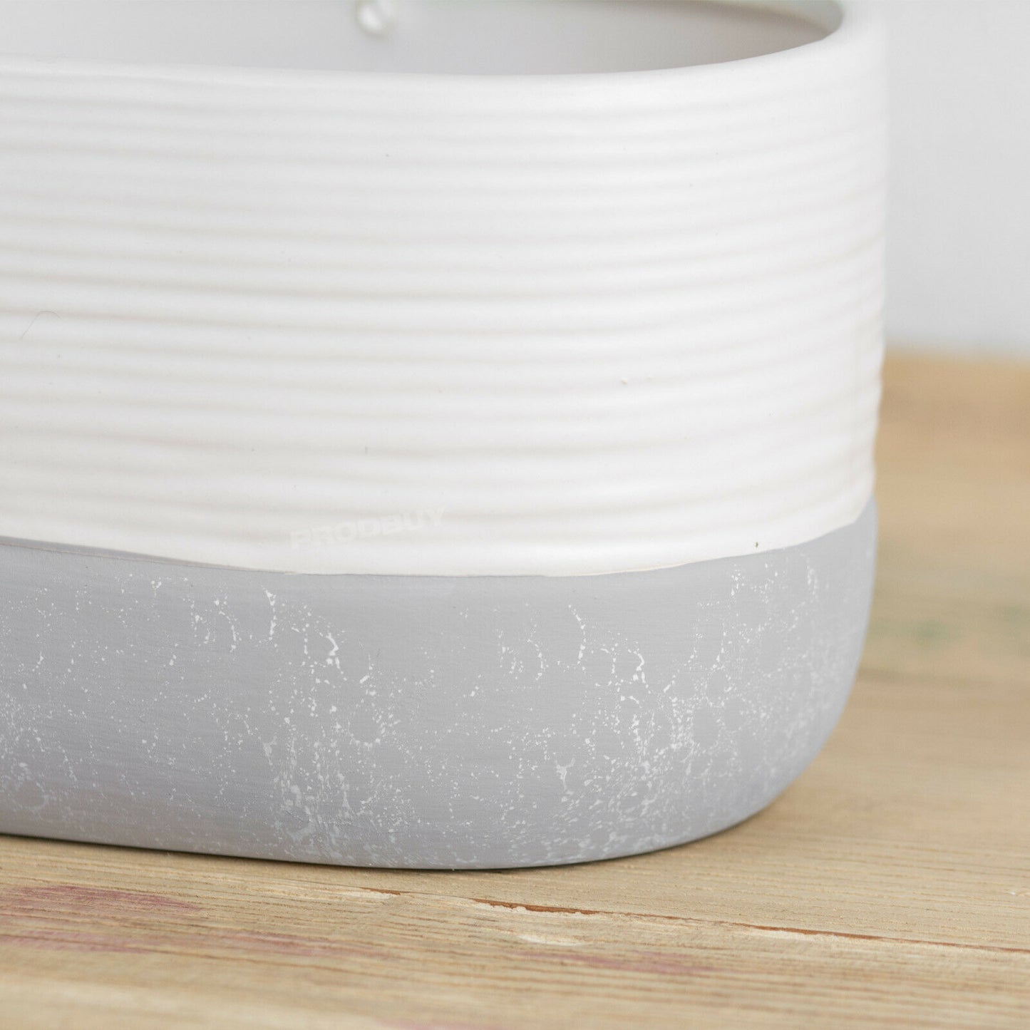 White & Grey 18cm Ceramic Herb Trough Plant Pot