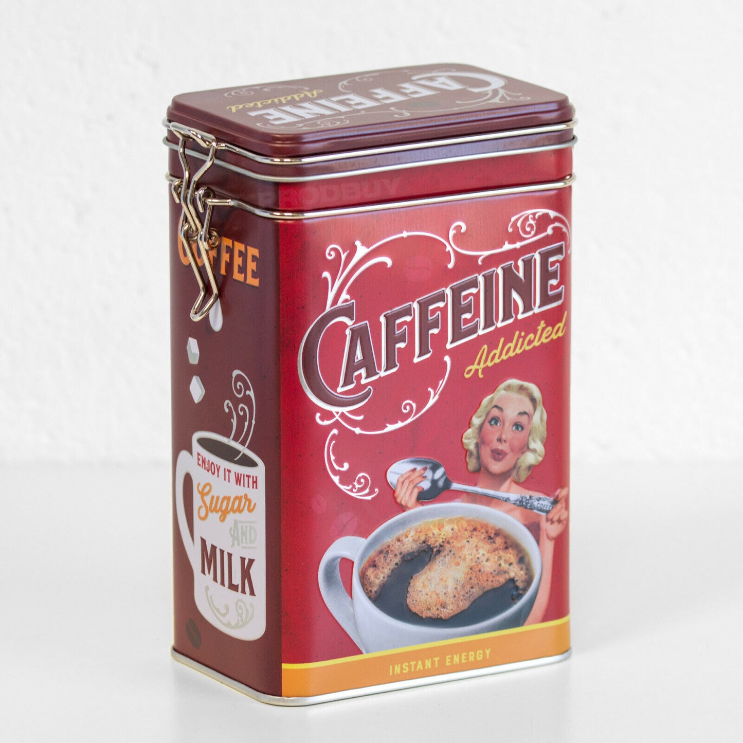 Hot Coffee Now Retro Clip Top 1.3 Litre Storage Tin