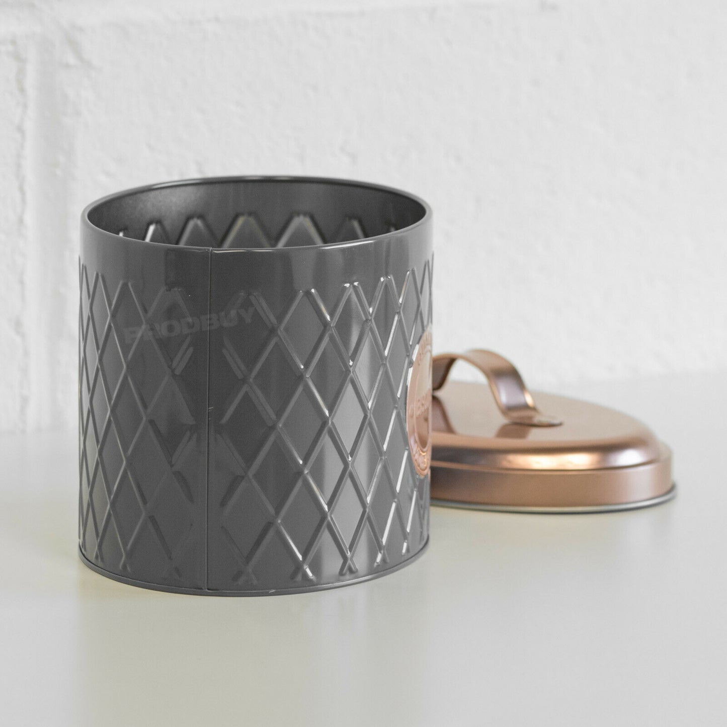 Grey & Copper Oval Biscuit Tin