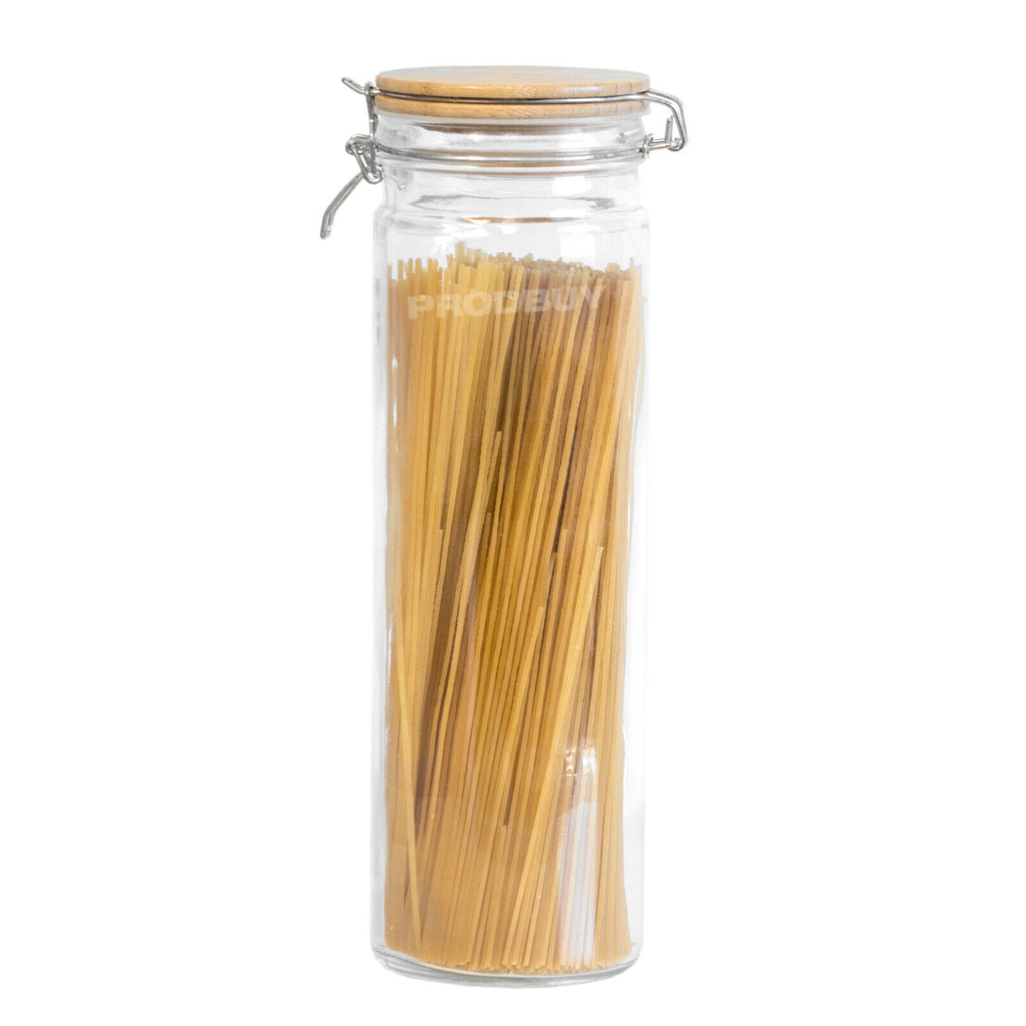 Glass Tall Spaghetti Storage Jar with Wooden Clip Top Lid