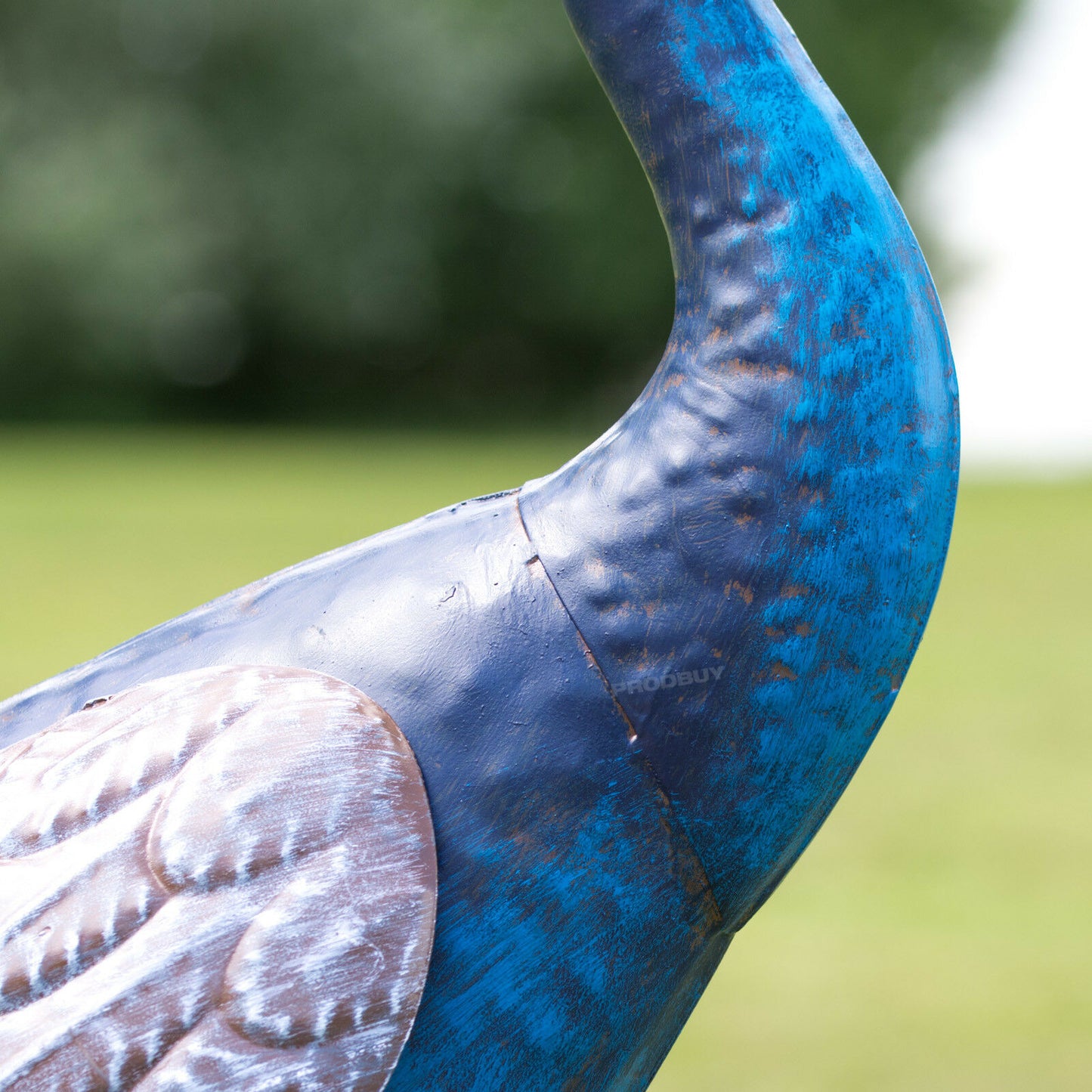 Large 100cm Blue Peacock Metal Garden Ornament
