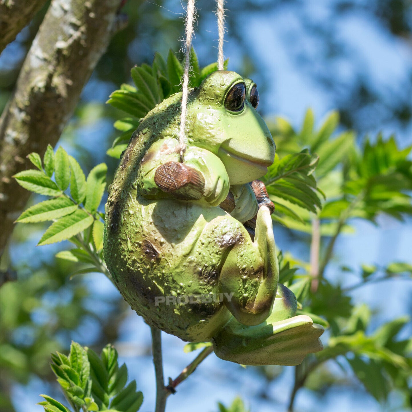 Hanging Frog Rope Swing Garden Ornament