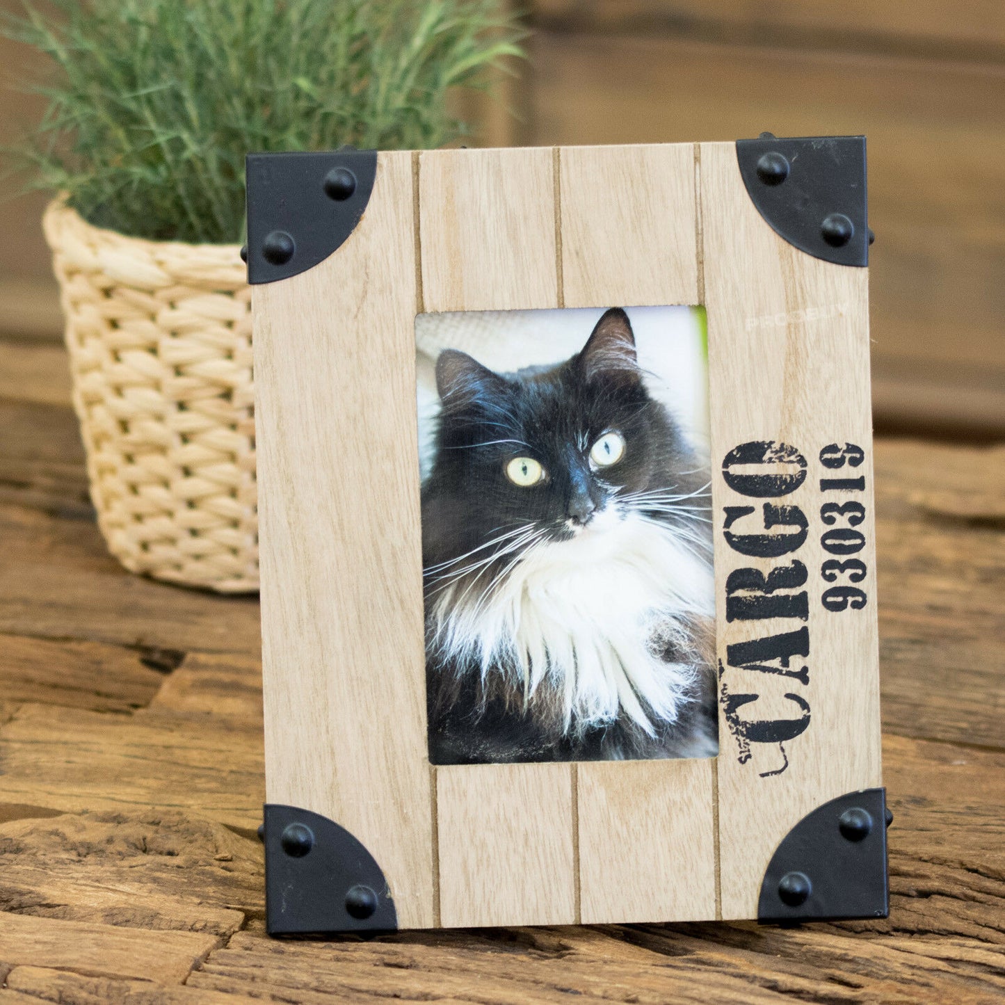 Industrial Wooden Standing 4x6" Photo Frame