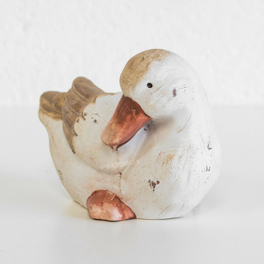 Cute Duck Small Brown & White Ceramic 14cm