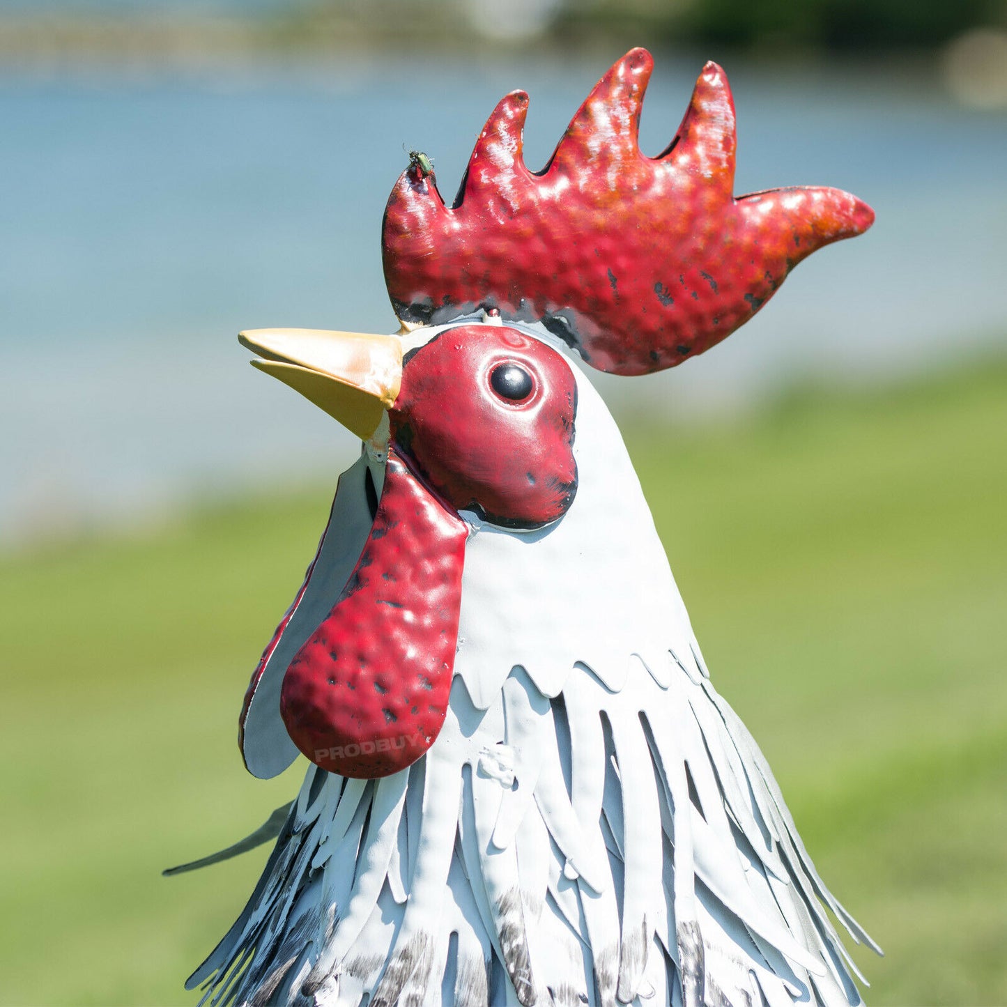 Large Metal Chicken Ornament Garden Rooster Sculpture