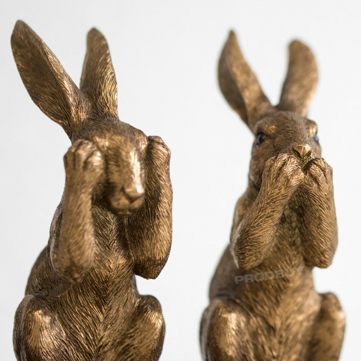Bronze 3 Wise Hares Ornament See Speak Hear No Evil