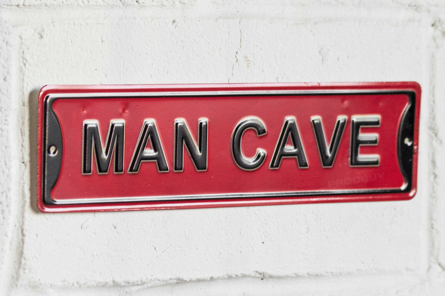 'Man Cave' Red & Black 40cm Metal Wall Sign