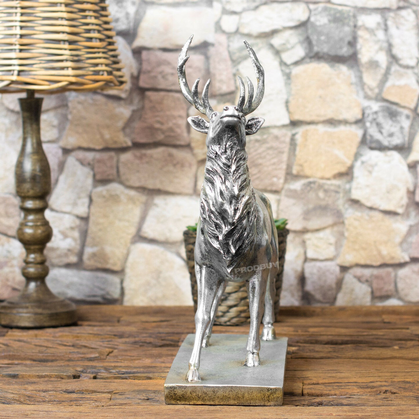 Large 39cm Silver Deer Stag Reindeer Ornament