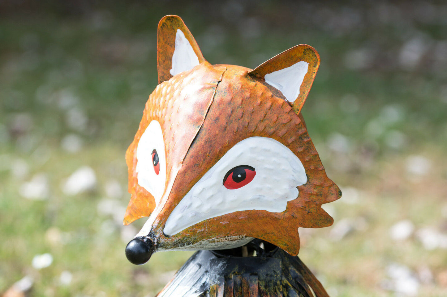 Large Metal Nodding Fox Garden Ornament