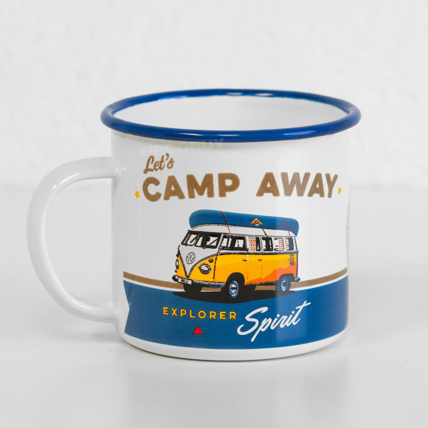 'Let's Camp Away' Enamel Coffee Mug