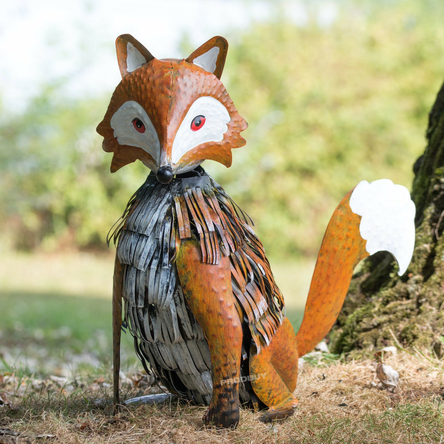 Large Metal Nodding Fox Garden Ornament