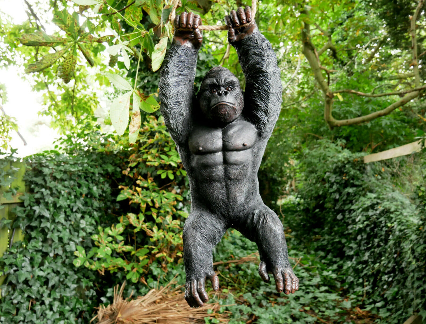 Hanging Black Gorilla Garden Rope Swinging Ornament