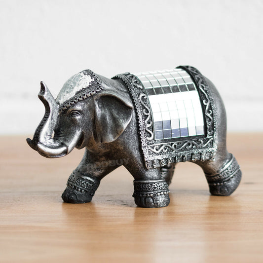 Mosaic Silver Elephant Ornament Small 11cm