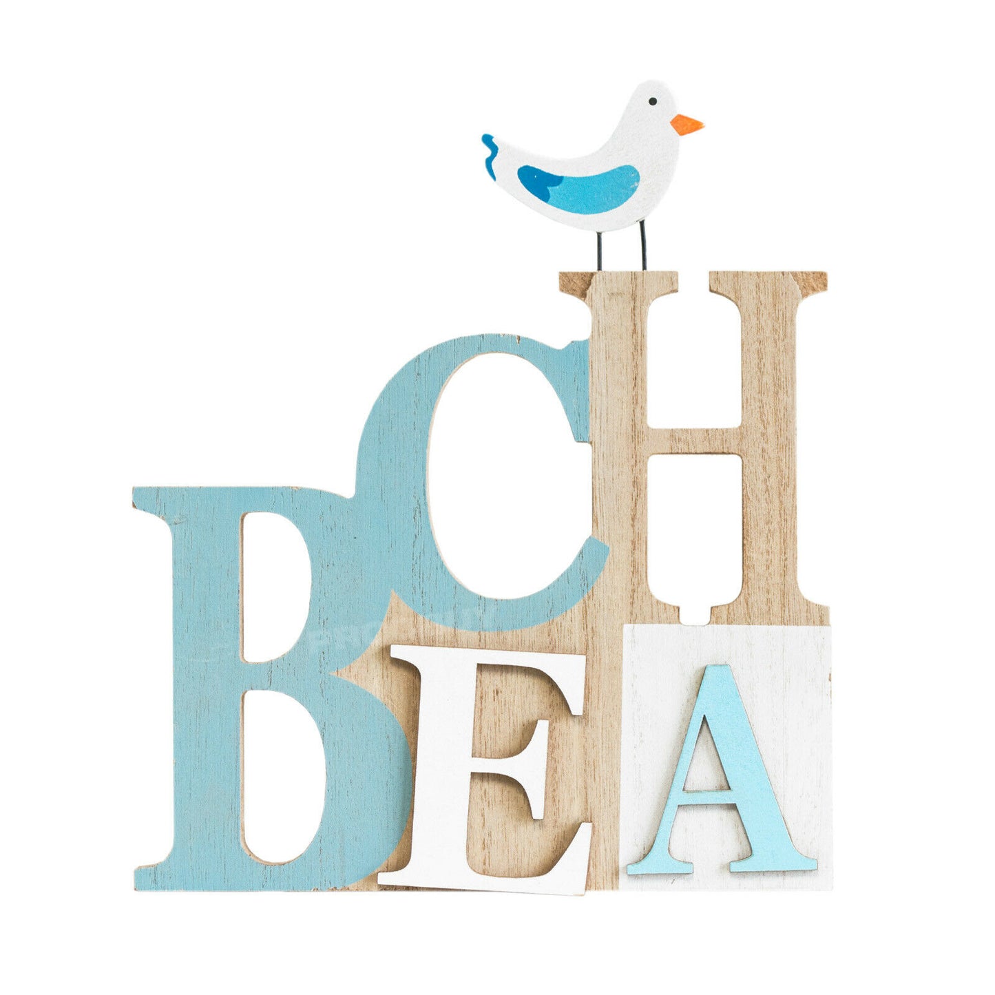 Freestanding Wooden BEACH Word Art Ornament Sign Plaque Bathroom Decoration