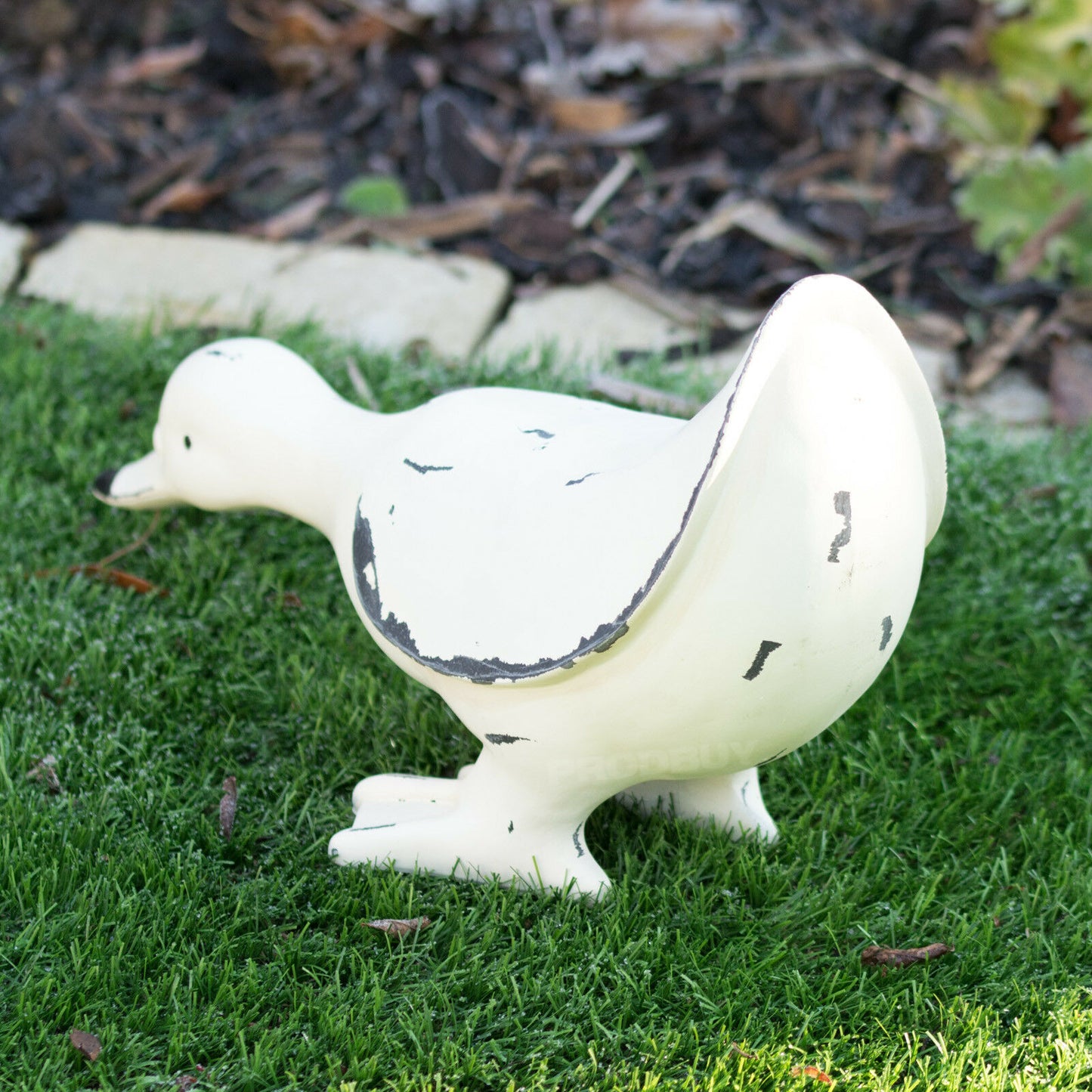 White Drinking Garden Duck Ornament