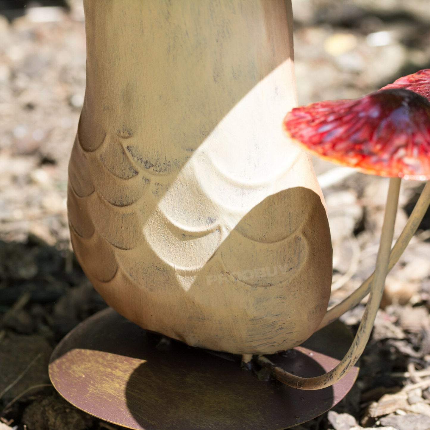 Orange Metal Toadstools Stake Garden Ornament