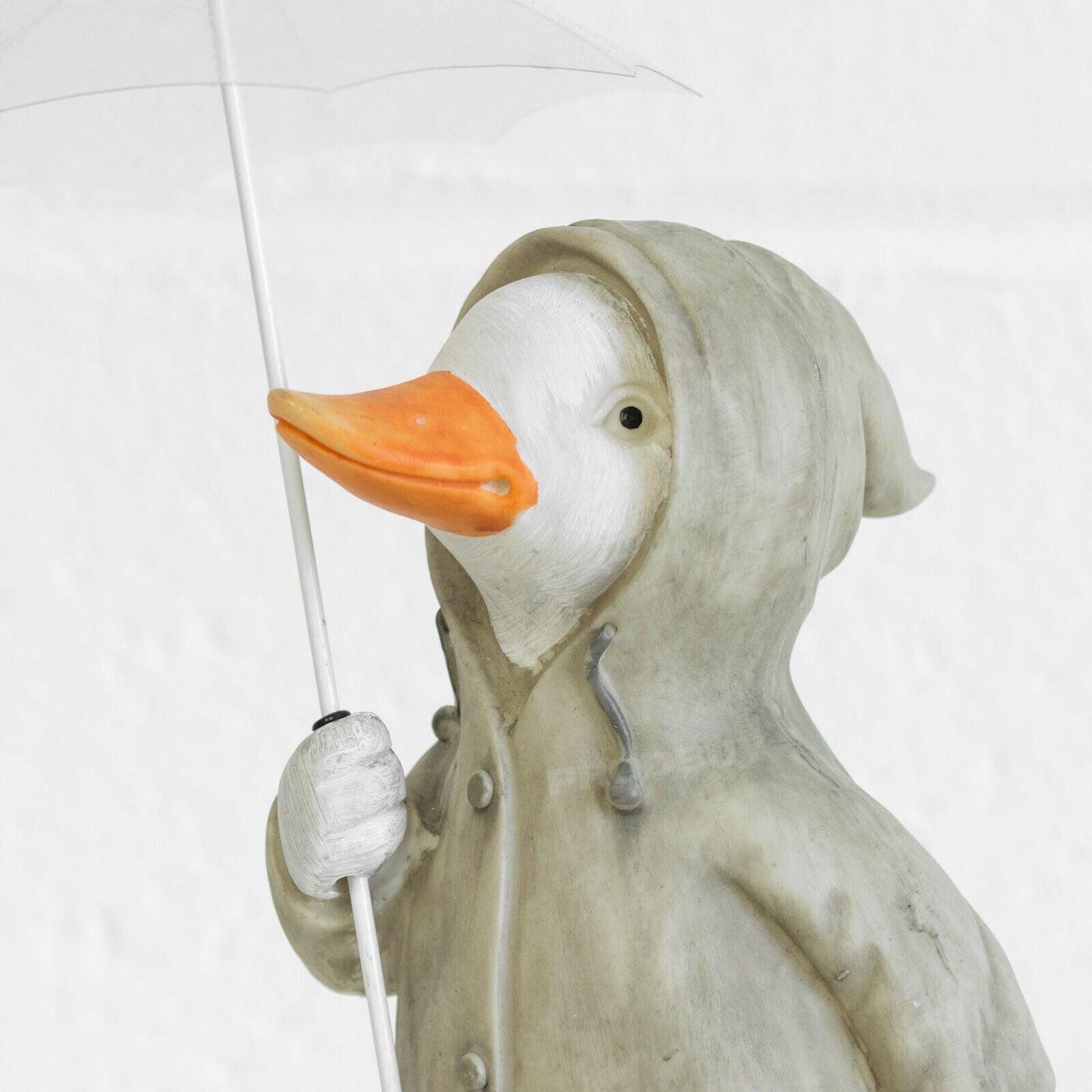 Set of 2 Ducks in Black Boots with Raincoats Umbrellas & Wellies