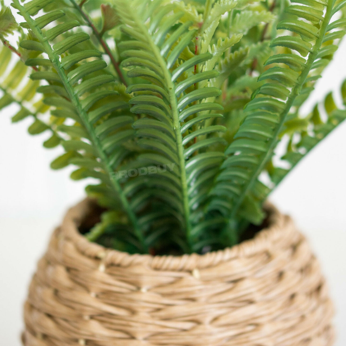 Artificial Green Fern In Wicker Pot 30cm