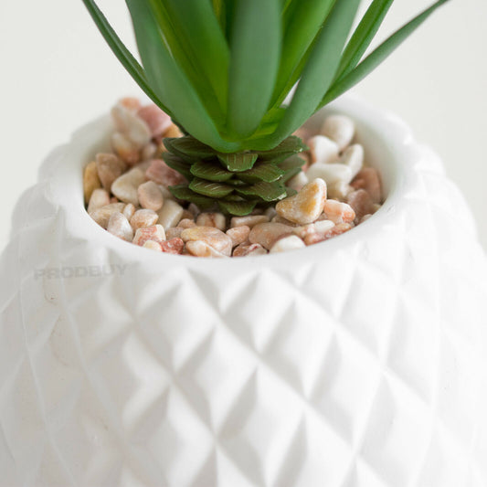 Artificial Succulent In White Ceramic Pineapple Pot