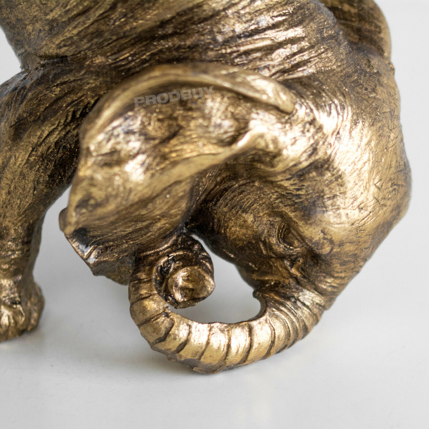 Elephant Candle Stick Holder 9" Resin Quirky Ornament Aged Gold Effect