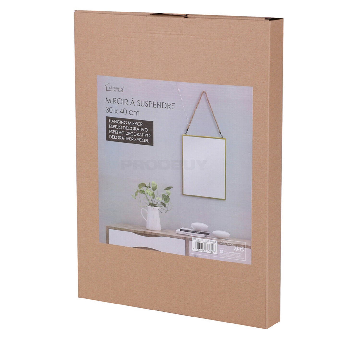 Rectangular Rope Hanging 40cm Wall Mirror