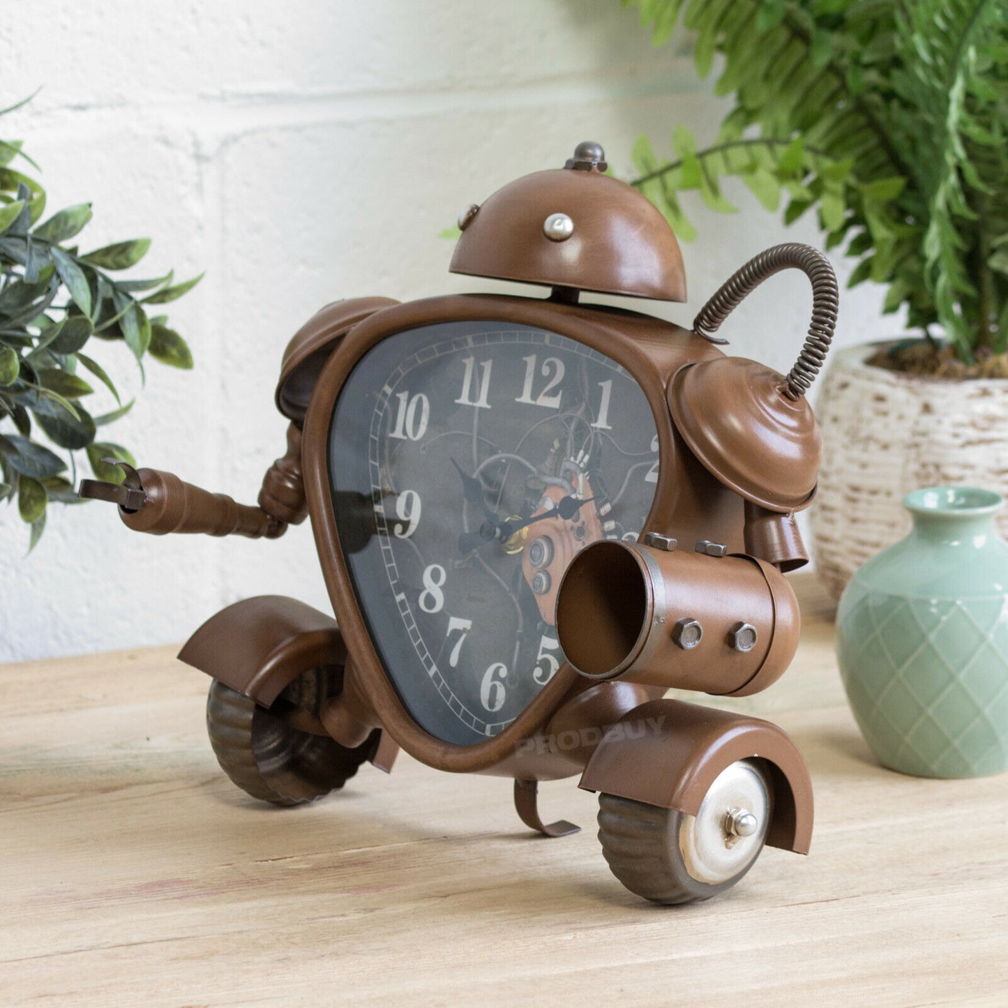 Steampunk Robot Metal Table Clock