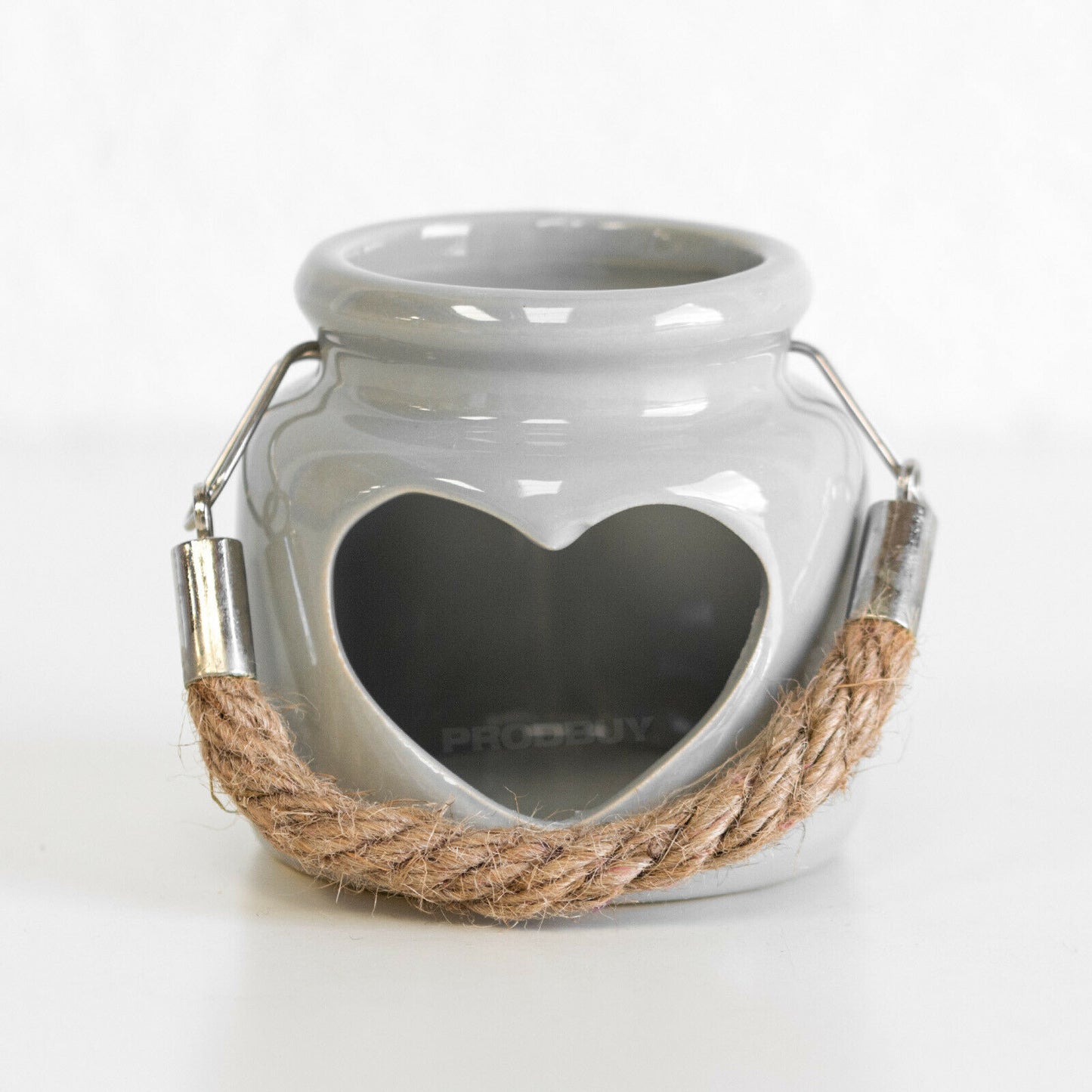 Heart Ceramic Tealight Candle Holder with Rope Handle