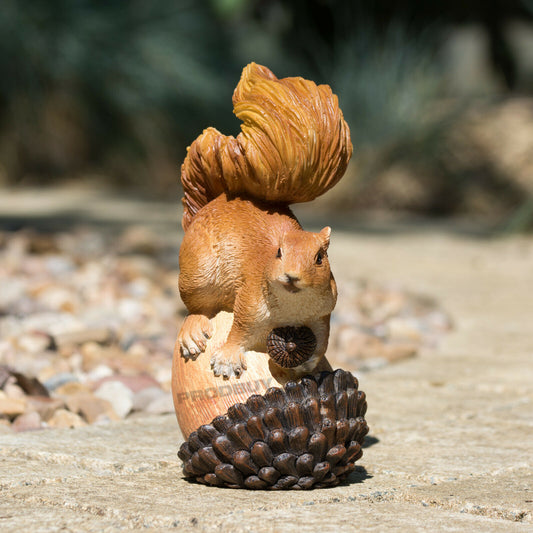Squirrel on Acorn Small Resin Garden Ornament