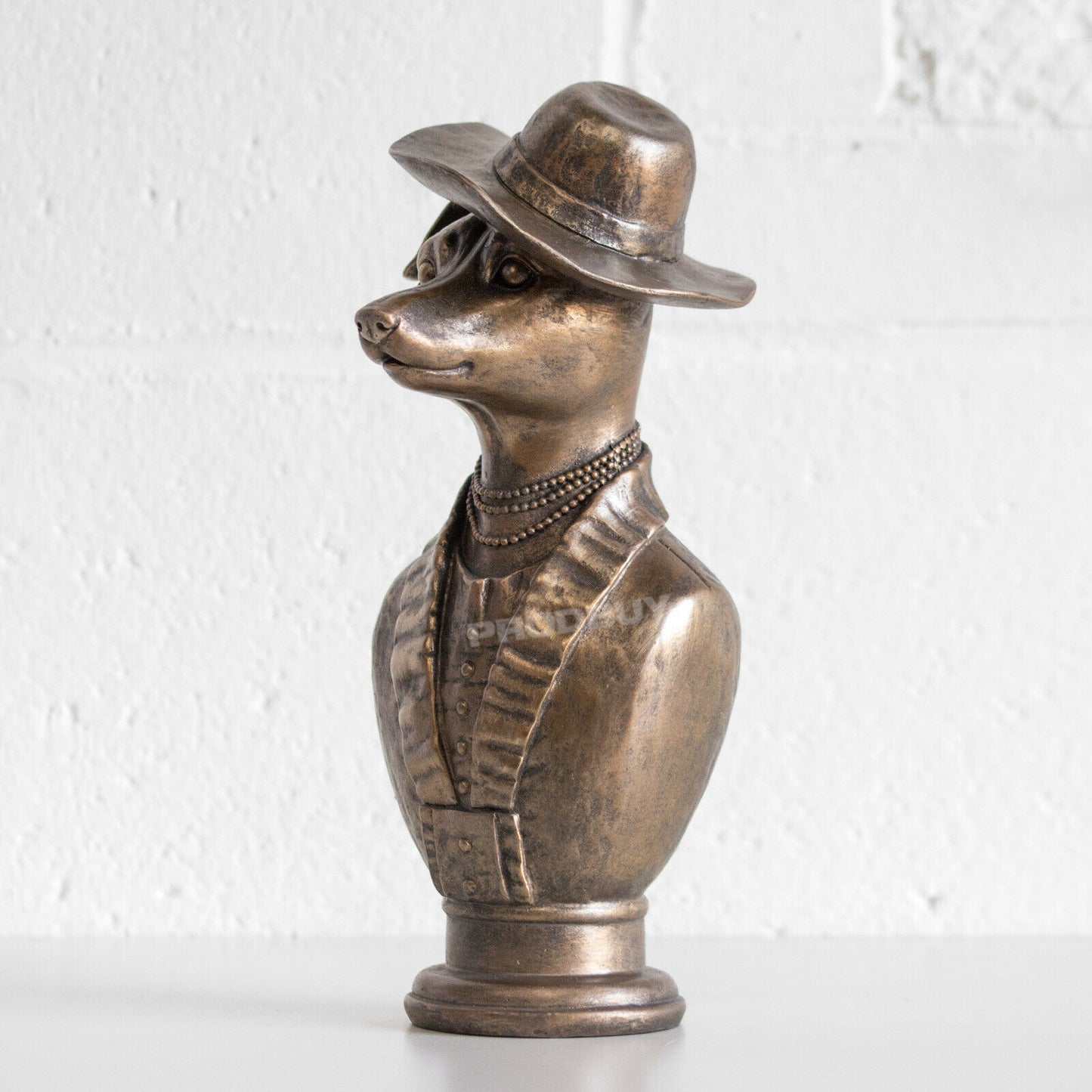 Dog Bust Ornament Vintage Bronze Coloured 30.5cm Tall Statue