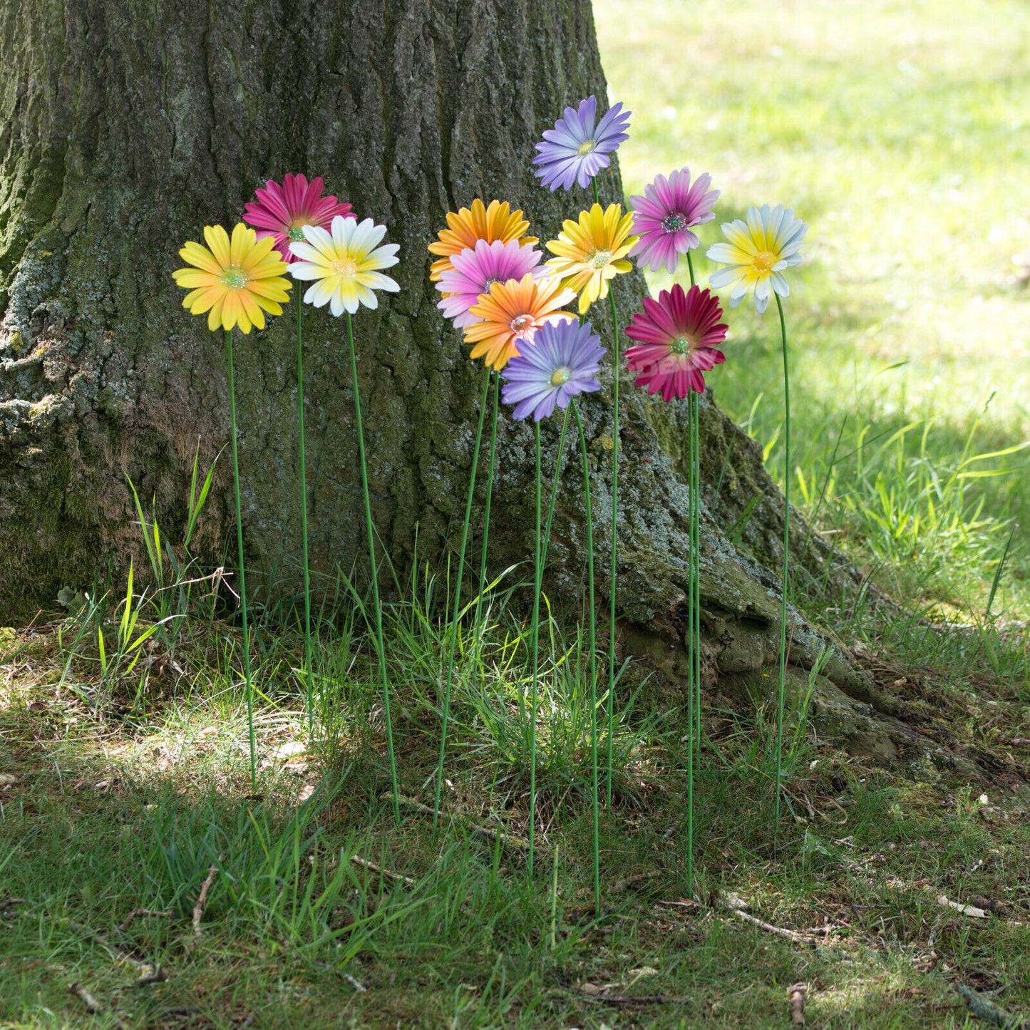 Set of 12 Colour Metal Flower Garden Stakes