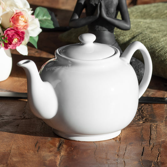 White Large 1.5 Litre Ceramic Cafe Teapot