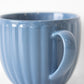 Set of 2 Large Blue Ribbed Coffee Mugs