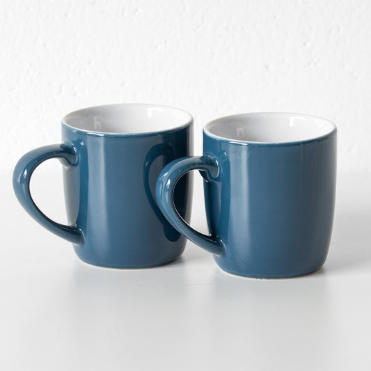 Set of 2 Dark Teal Blue Coffee Mugs 10oz