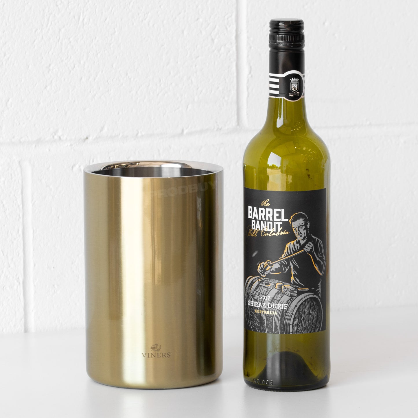 Viners Gold Brushed Double Wall Wine Bottle Cooler