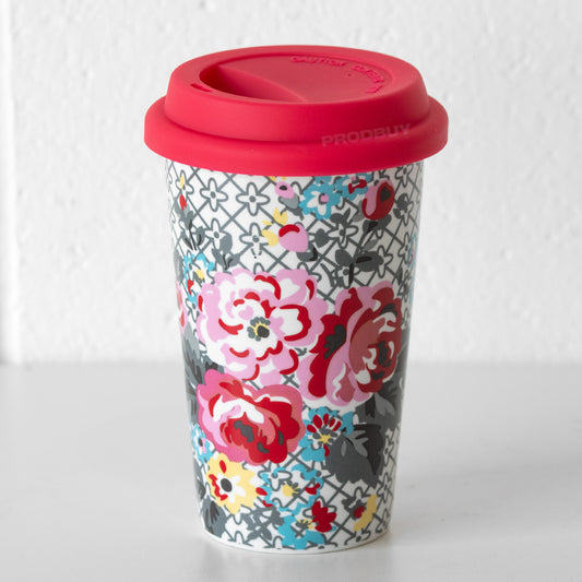Red & Pink Roses Insulated Ceramic Travel Mug