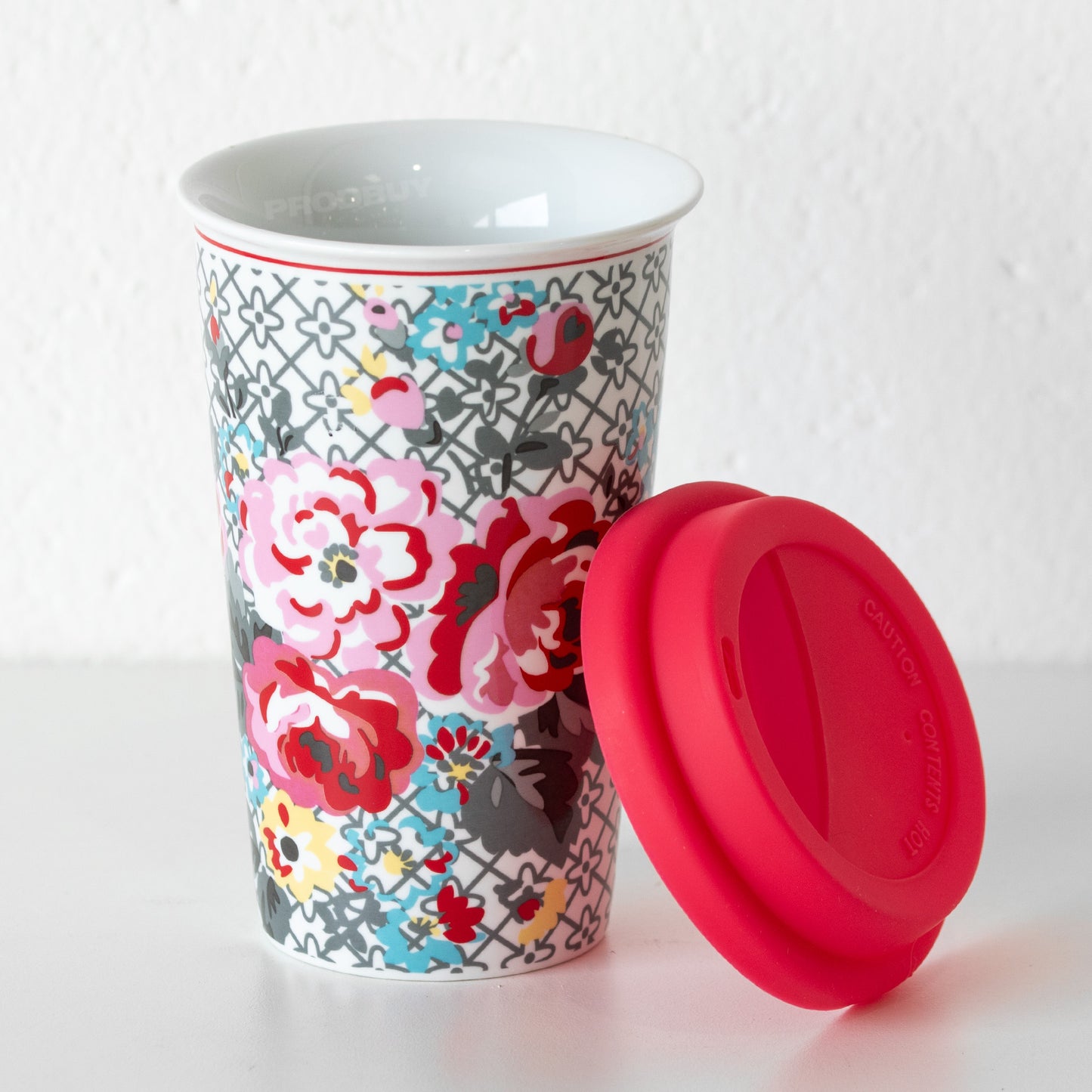 Red & Pink Roses Insulated Ceramic Travel Mug