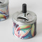Set of 2 Spinning Metal Ashtrays with Lids