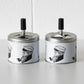Set of 2 Spinning Metal Ashtrays with Lids