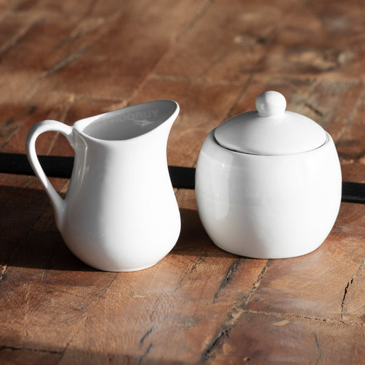 White Ceramic Milk Jug and Sugar Bowl Set