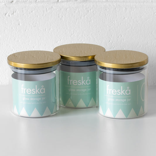 Set of 3 Glass Jars with Gold Lids 700ml
