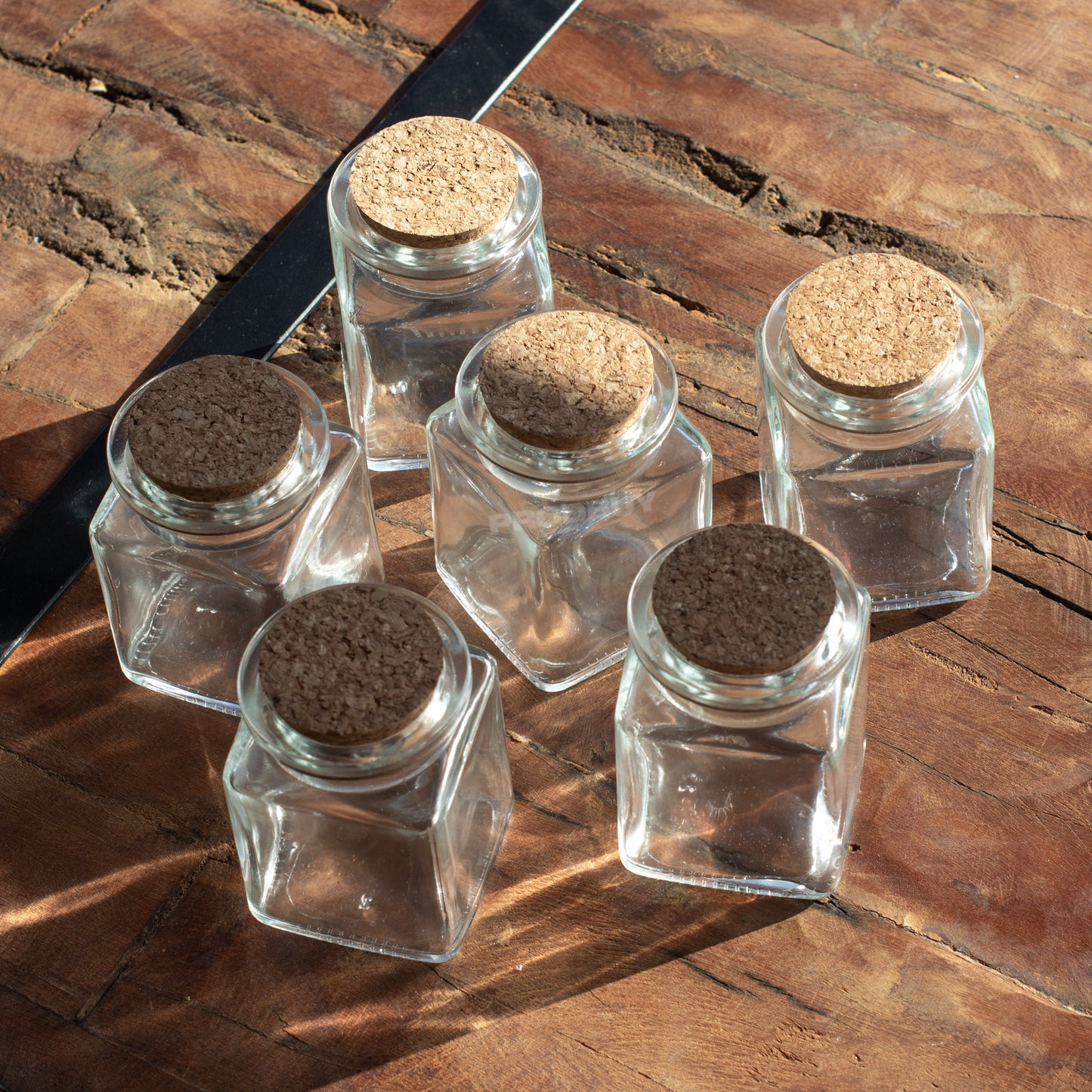 Mini 150ml Square Glass Storage Jars Cork Lids