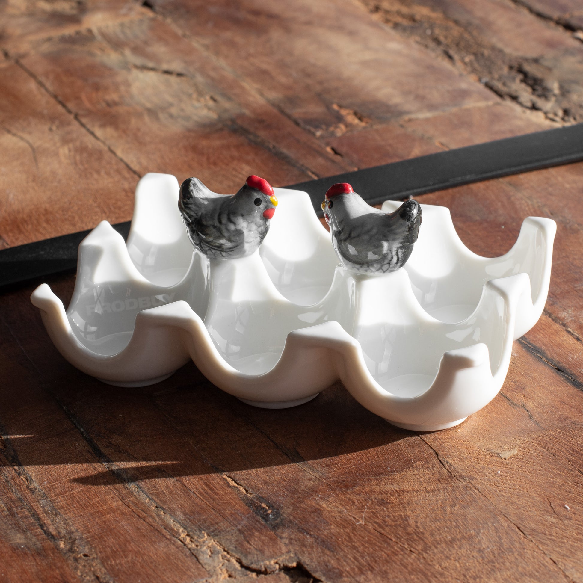 White & Grey Chickens 6 Egg Storage Holder – Robert David Home